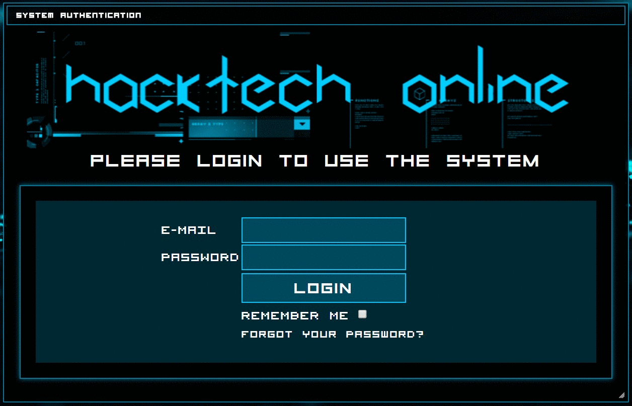 The login screen for the game